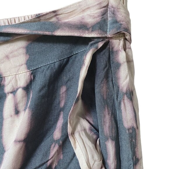 SIM & SAM Boho Midi Skirt S/M Gray Pink Rayon Ruffle NWT - Picture 5 of 11